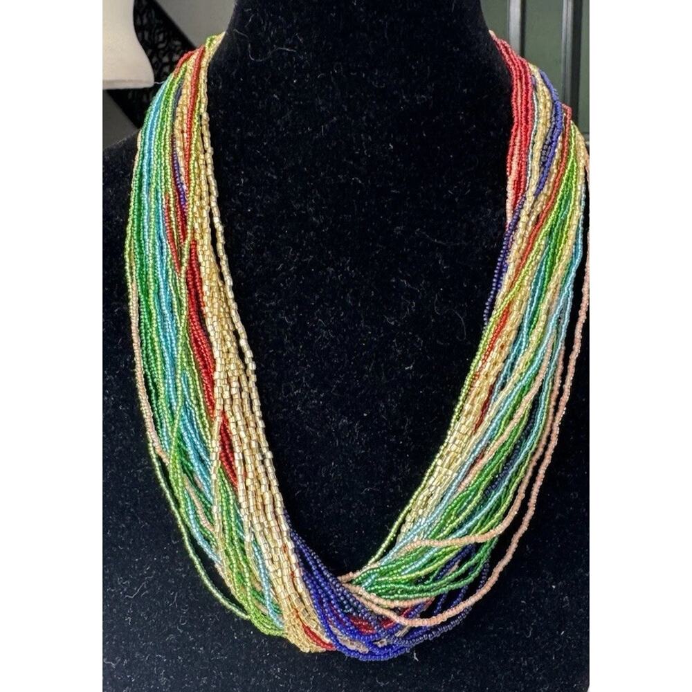 Ross-Simons Italian Rainbow Murano Glass Bead Torsade Necklace 19 1/2”